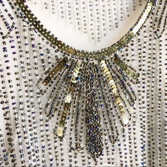 Vintage Style Beaded Tank Top Scalloped Hem - Picture 7 of 15